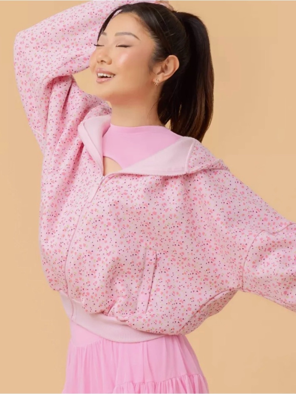 Blogilates Women's Mommy & Me Marshmallow Full Zip Hooded Sweatshirt